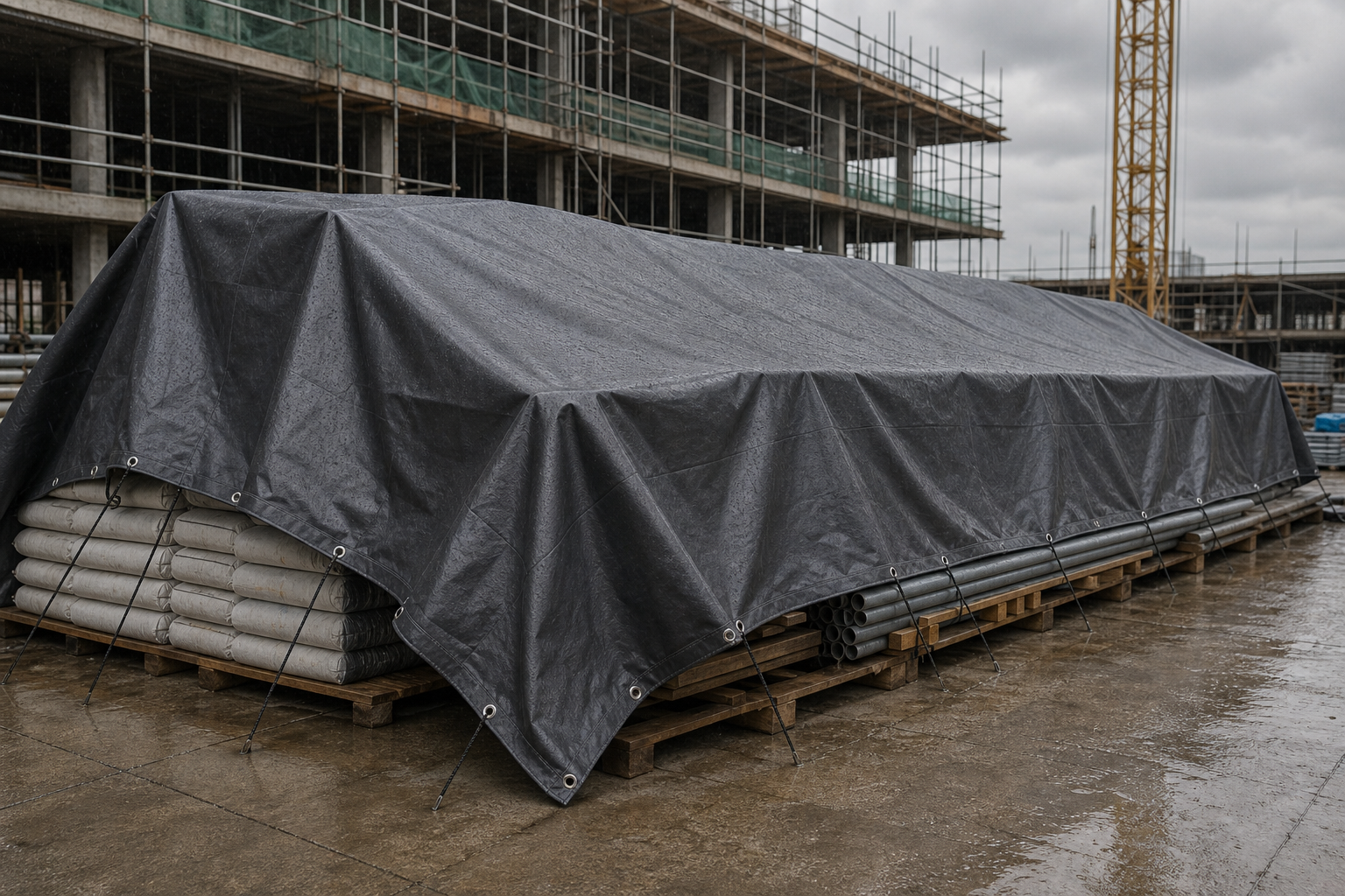 Tarpaulin at construction site